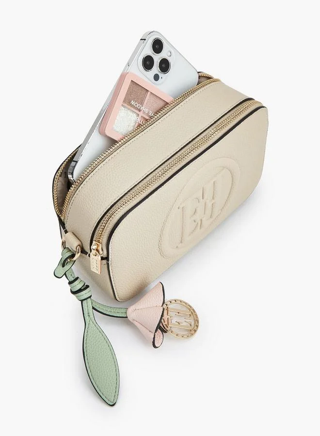 ELLE BEIGE Monogram Embossed Crossbody Bag With Chain Strap for Women | Best Price UAE